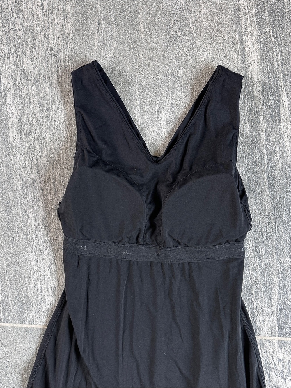 NWT OGL Stretch Ponte V-Neck A-Line Midi Bra Dress Black Removable Pads Small - Picture 12 of 16
